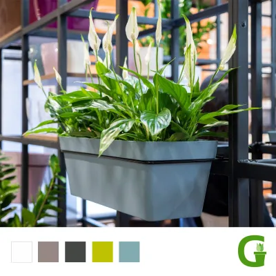 Produktbild von Central Garden Blumenkasten Balkonkasten 40 cm | 50 cm | 60 cm inkl. Wasserspeicher | Größe: 40 cm | Variante: Halterung