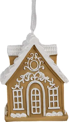 Immagine prodotto di Ornamento natalizio Clayre & Eef Casa di pan di zenzero 6x4x7 cm in poliresina marrone