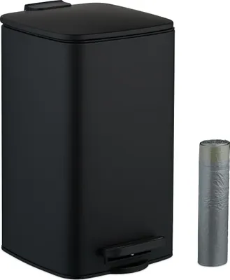 Obrázok produktu pre Kozmetický koš Relaxdays, 8 l, automatické spúšťanie, vyberateľný vnútorný koš, kov, kúpeľňový koš, vrátane vrecka na odpadky, čierny
