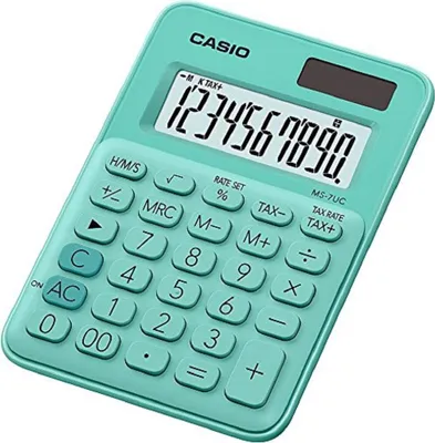 Zdjęcie produktu dla Casio MS-7UC, Desktop, Wyświetlacz kalkulatora, 10 cyfr(y), 1 linii, Bateria, Zielony