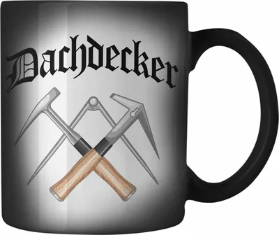 Produktbild von Trendation - Dachdecker Geschenke Farbwechsel Zauber-Tasse Lustig Mann Männer Zubehör Geschenkidee Dachdecker-Meister Karabiner Farbwechsel Zauber-Tasse Edelstahl (Schwarz)