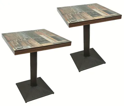 Image de Table robuste - Table carrée - Table de bistrot - Table de restaurant - Table de café - Lot de 2, dimensions : 60x60x75 cm