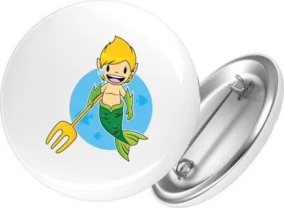Produktbild von Huuraa Button Wassermann Fabelwesen 25mm rund mit Sicherheitsnadel Ansteckbutton Geschenkidee