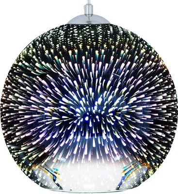 Produktbild von BELIANI Hängeleuchte Silber Glas mit Schirm in Kugelform 3D-Feuerwerk-Effekt Skandinavischer Stil für Wohnzimmer Esszimmer