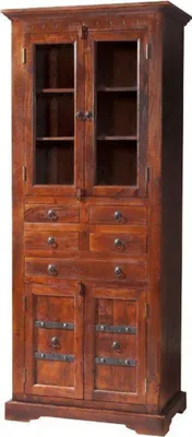 Image de MASSIVMOEBEL24 | Vitrine 80x50 Acacia laqué Nougat OXFORD #454