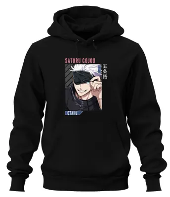 Produktbild von Satoru Gojou Jujutsu Kaisen Anime Otaku Augenbinde weiße Hoodie Kapuzenpullover, Schwarz, XXL