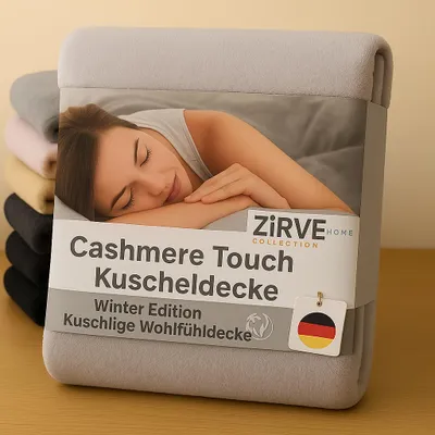Produktbild von CashmereTouch  Wohndecke Fleece decke Kuschelig weich & Flauschig 180x220 cm Grau