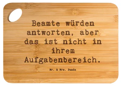 Produktbild von Mr. & Mrs. Panda Holzbrett Spruch Beamtin Humor - Transparent - Geschenk, kreative Geschenke, Verwaltung, Schneidebrett, Frühstücksbrett, Brett, Mutter, Anerkennung, Spaß