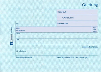 Produktbild von Formularbuch Quittung mit Mwst. A6 quer VE=20x50 Blatt