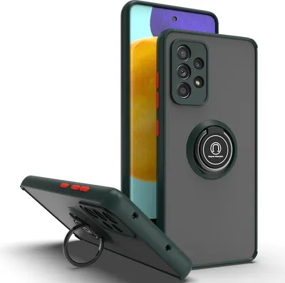 Image de Étui pour Samsung Galaxy A32 4G étui en TPU translucide mat avec porte-anneau et support vert foncé