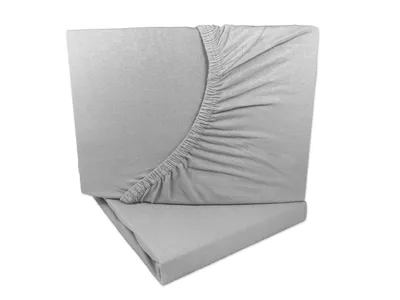 Produktbild von 2er Set Jersey Spannbettlaken Silber / Hellgrau 90x200 - 100x200 cm 100% Baumwolle