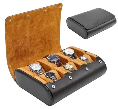 Productafbeelding van Horloge-organizer, 6 vakken, duurzaam Polyurethanleer, bruin