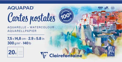 Produktbild von Clairefontaine 5x Aquapad Postkarten Block 7,5x14,8cm 20 Blatt 975953C