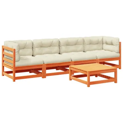 Produktbild von 5-tlg. Garten-Sofagarnitur mit Kissen Wachsbraun Kiefernholz