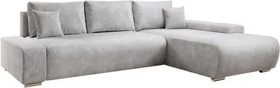 Produktbild von Juskys Sofa Iseo Rechts - L Form, Schlaffunktion, Stoff, modern & bequem - Couch Hellgrau