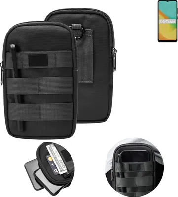 Produktbild von K-S-Trade Holster Gürtel Tasche kompatibel mit ZTE Blade A7 Handy Tasche Schutz Hülle dunkel-grau viele Fächer, 1x