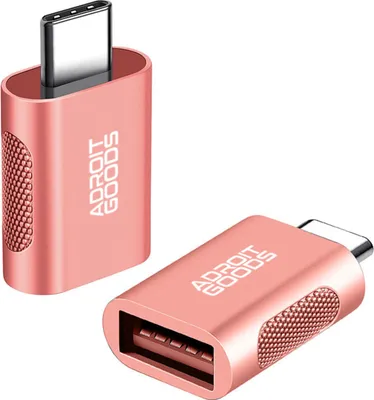 Produktbild von AdroitGoods 2x USB-C auf USB-A Adapter - USB 3.1 - Konverter - Aluminium Rose Gold - Silikongriff