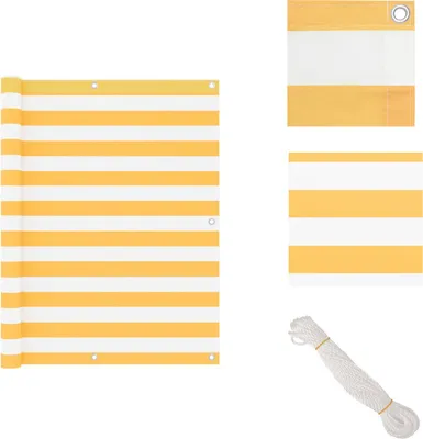 Produktbild von vidaXL Balkon-Sichtschutz Weiß und Gelb 120x400 cm Oxford-Gewebe -  Sonnenschirme & Sonnenschutze