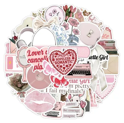 100 ästhetische PVC-Sticker, wasserdicht, Rosa, 4–6 cm