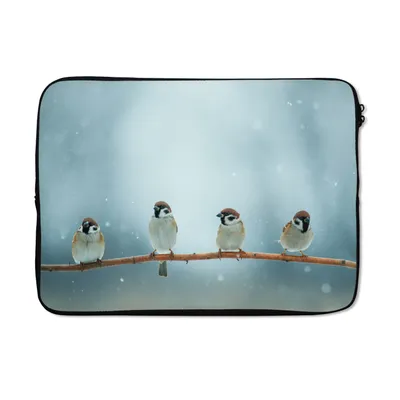 Produktbild von MuchoWow® Laptop Hülle 13 Zoll Vögel - Spatz - Schnee - Winter Laptoptasche - Laptophülle - Sleeve - Rundumschutz