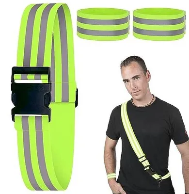 Zdjęcie produktu dla Pasek odblaskowy taśma zapięcie rzepy dzieci dorośli jogging rower 2 szt