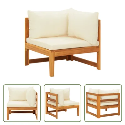 Produktbild von The Living Store Ecksofa mit Cremeweißen Kissen Massivholz Akazie