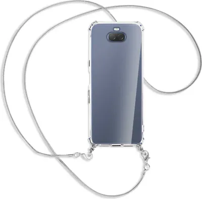 Produktbild von Handykette Backcover-Schutzhülle mit Band (Metall silberfarben) für Sony Xperia 10 - silberfarbene Kette Snake