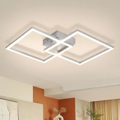 Produktbild von ZMH Deckenleuchten LED Deckenlampe Schlafzimmer 24W Silber Schlafzimmerlampe 4000K Neutralweiß Flurlampe Wohnzimmerlampe Eckig Deckenleuchte für Küche