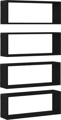 Obrázok produktu pre vidaXL Nástenné police s policou 4 ks čierny dubový vzhľad 60 x 15 x 23 cm