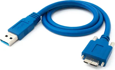 Produktbild von SYSTEM-S USB 3.0 Kabel 60 cm Micro B Stecker zu Typ A Stecker Schraube in Blau