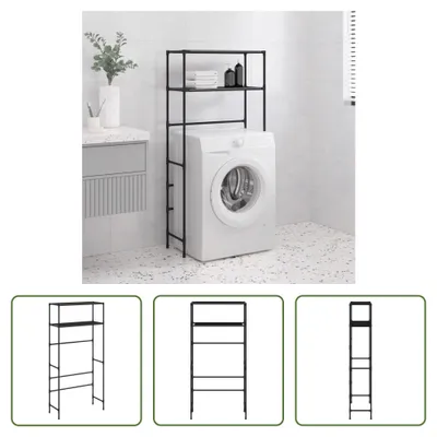 Produktbild von The Living Store Waschmaschinenregal 2 Ablagen Schwarz 69x28x143 cm Eisen