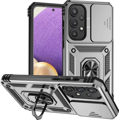 Produktbild von Galaxy A35 5G Hülle mit Schiebe Kamera Schutz und Ringhalter Ständer Schutzhülle für Samsung Galaxy A35 5G Silber