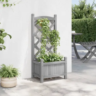 Produktbild von "2026 Aktion"Pflanzkübel/Garten-Hochbeet - CLORIS - Pflanzkasten - mit Spalier Grau Massivholz Tanne - DEMöbel9094714