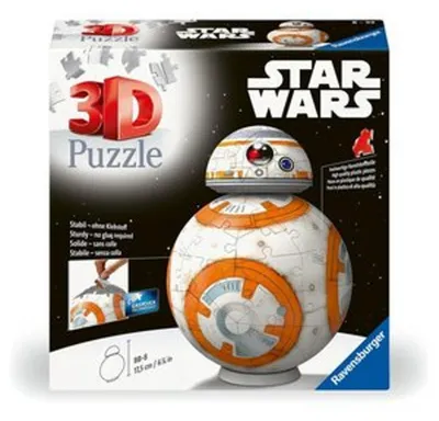 Zdjęcie produktu dla Ravensburger 3D Puzzle: Star Wars BB-8, 99 szt., Telewizja/filmy, 8 lat(a)