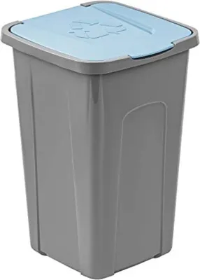 Image de Poubelle de 50 litres - 550 x 365 x 370 mm - Gris - Bleu