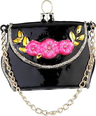 Produktbild von Christbaumschmuck Glas Handtasche mit Blumen 6cm schwarz