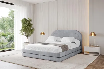 Produktbild von ALTDECOR Polsterbett mit Bettkasten - LERIS 160x200 Hellgrau- Bett mit Kopfteil, Boxbett ohne Matratze, Doppelbett mit Stauraum