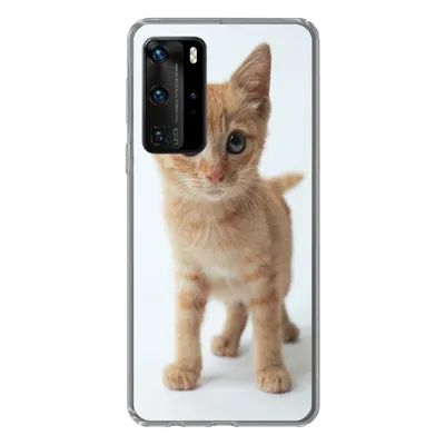 Produktbild von MuchoWow® Handyhülle Schutzhülle Hülle für Huawei P40 Pro Katze - Rot - Kätzchen - Mädchen - Kinder - Jungen - Kind Silikon Softcase Handy Hülle - Schutz