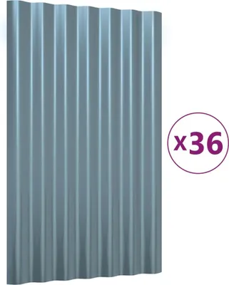 Produktbild von vidaXL Dachpaneele 36 Stk. Verzinkter Stahl Grau 60x36 cm