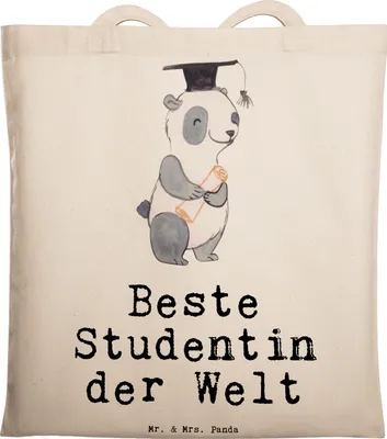 Produktbild von Mr. & Mrs. Panda Jutebeutel Pinguin Beste Studentin der Welt - Transparent - Geschenk, Stoffbeutel, Studium, Witzig, Shopping Tasche, Lustig, Tote Bag, Tragetasche, Uni