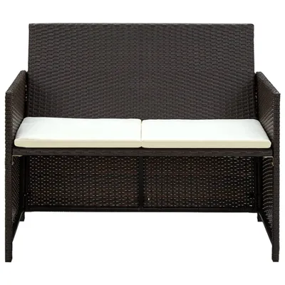 Produktbild von vidaXL 2-Sitzer-Gartensofa mit Polstern Braun Poly Rattan