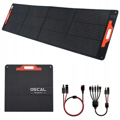 Obrázek produktu pro Skládací solární panel OSCAL PM200 Pro – 200 W, 18 V, IP67, ETFE, účinnost 23 %, MC4 – přenosný, vhodný pro kempování a outdoorové aktivity