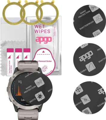 Produktbild von apgo 3 Stück Schutzglas, Matt, kompatibel mit Garmin Quatix 6x Solar Smartwatch, Hybrid 8H, Ersatz für Hartglas, Displayschutzglas, Bildschirmschutz, Displayschutz, kratzfest