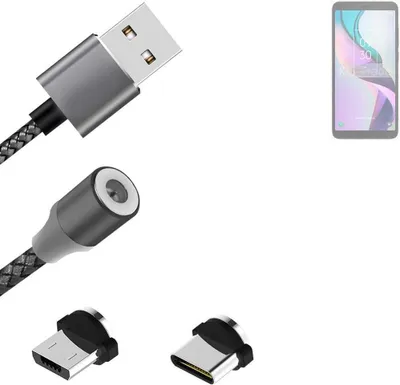 Produktbild von K-S-Trade Hochwertiges Magnet-Lade-kabel Sync-Kabel Daten-Kabel für TCL Ion X mit USB-Typ-C-Anschluss und Micro-USB-Anschluss 2A bis zu 480mbps