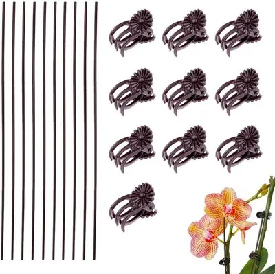 Productafbeelding van Famanu plantclips en plantstokken – 20 stuks kunststofclips om planten te ondersteunen