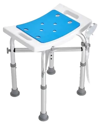 Image de Tabouret réglable en hauteur, structure en alliage d'aluminium, design ergonomique, couleur bleue