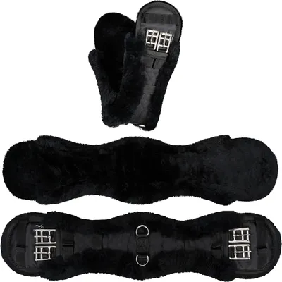 Produktbild von Equinate Kurzgurt Luke anatomisch Lammfell 80cm Schwarz
