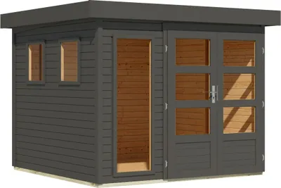 Produktbild von Karibu Gartenhaus Pentus 3,5 Flachdach aus Nordischer Fichte terragrau 242x246 cm