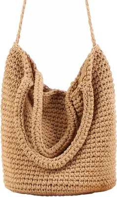 Produktbild von Strohtaschen Damen Handtaschen Sommer Strohsack Crossbody Tasche Retro Schulterbeutel Freizeit Geflochten Strandtasche