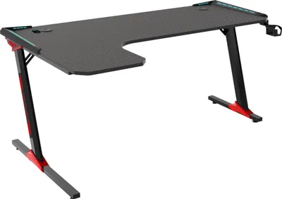 Zdjęcie produktu dla Biurko Gamingowe Komputerowe LED "L" dla gracza Carbon 140x100